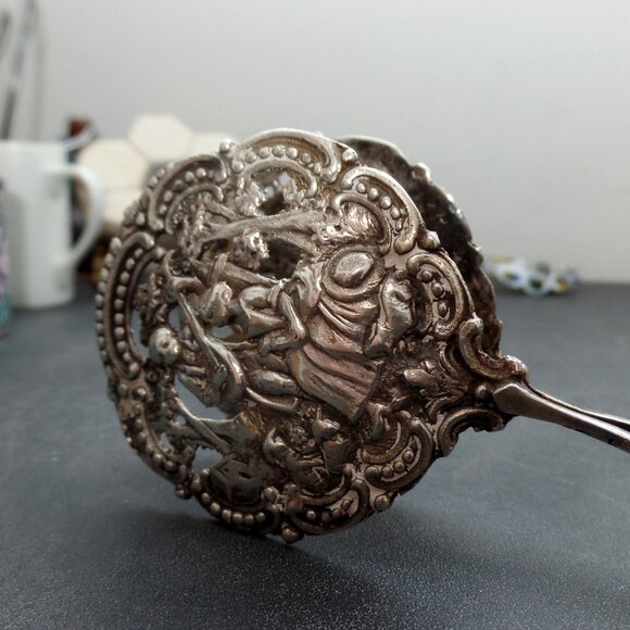 Vintage 800 Silver Serving Scissor Tong Pastry Server - Picture 3 of 15